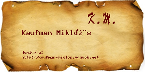 Kaufman Miklós névjegykártya